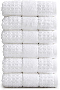 Market & Place 100% Cotton Super Soft Luxury Hand Towel Set | Quick-Dry and Highly Absorbent | Waffle Textured | 550 GSM | Includes 6 Hand Towels | Harper Collection (White)