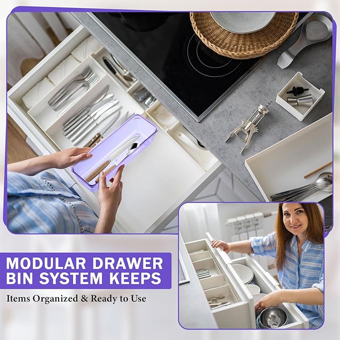 Maitys 12 Pcs Clear Drawer Organizer 9 x 3 x 2 Inches Plastic Rectangle Trays