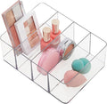 STORi 4-Compartment Clear Plastic Organizer, Rectangular Divided Makeup and
