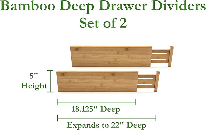 Lipper International 8897 Bamboo Wood Custom Fit Adjustable Deep Kitchen Drawer