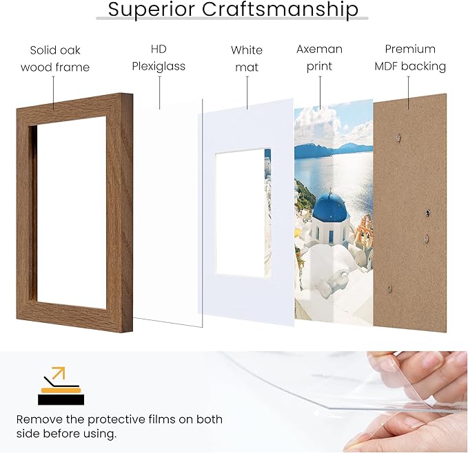 Axeman 5x7 Picture Frame | Solid Oak Wood Picture Frame | 5x7 Frame With Mat For 4x6 | 5 x 7 Photo Frame | 5x7 Wood Picture Frame | 5 By 7 Picture Frame | Hanging Hardware Included | Walnut