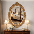 Vercraft 24" x 36" Vintage Gold Mirror for Wall, Antique Gold Oval Baroque Mirror with Imitation Resin Frame, Ornate Wall Decor for Entryway, Fireplace, Living Room, Hallway