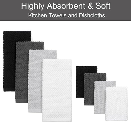 100% Cotton Kitchen Towels and Dishcloths Set