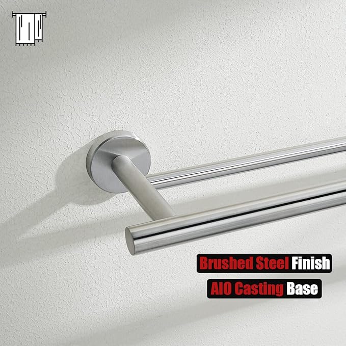 JQK Double Bath Towel Bar, 20.5 Inch 304 Stainless Steel Thicken 0.8mm Towel Rack Bathroom, Towel Holder Brushed Finished Wall Mount, Useable Length 18 Inch, TB100L18-BN