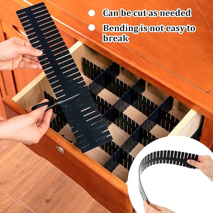 Vesici 80 Pcs Drawer Dividers Adjustable Plastic Organizer DIY Separators