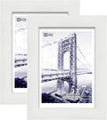 VCK 5x7 Picture Frame, White Wooden Photo Frames for Wall Hanging Gallery or Tabletop Display, 2 Pack