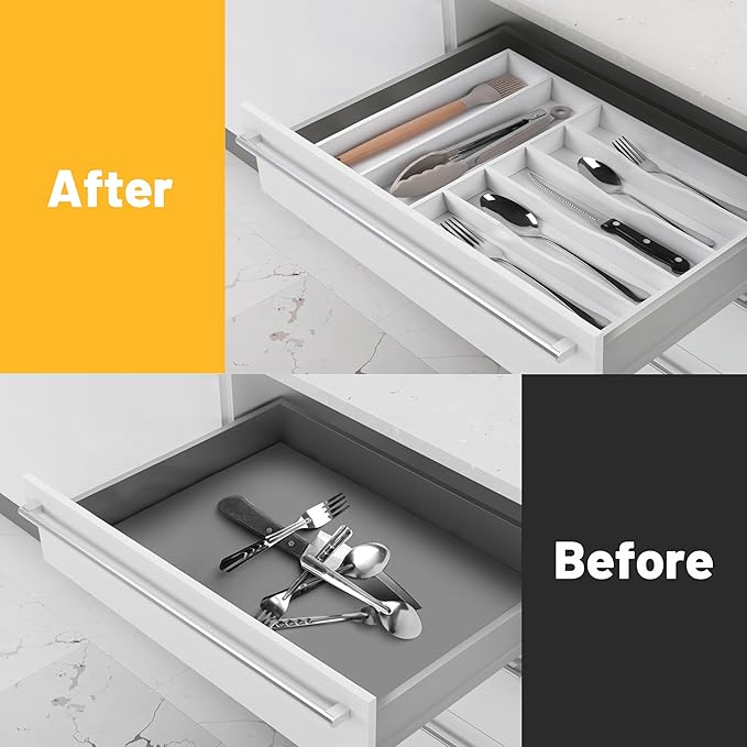 Kitchen Bamboo Silverware Organizer, Kitchen Drawer Organizer