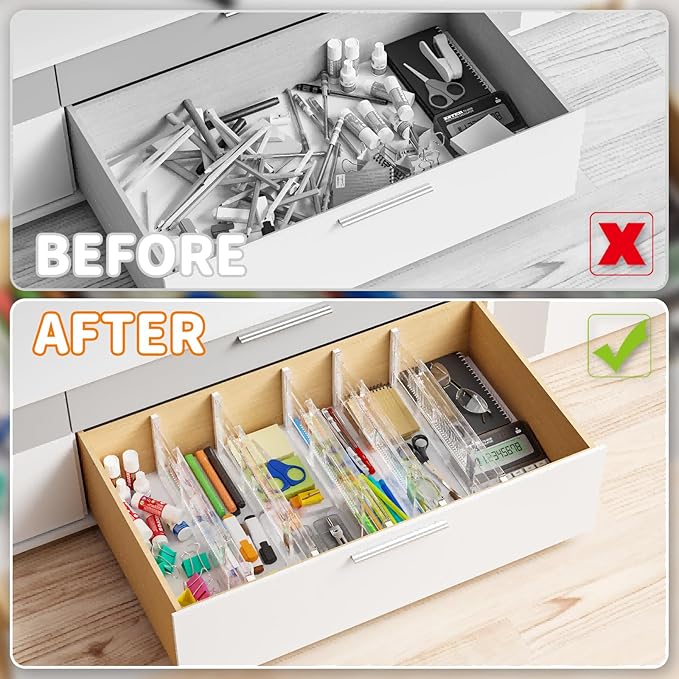 Yieach 8 Pack 6 Inch Tall Acrylic Drawer Divider