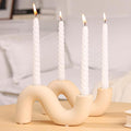 2-Pack White Ceramic Candle Holder Set, Modern Taper Candlestick for Table Living Room Wedding – Includes 4 LED Candles
