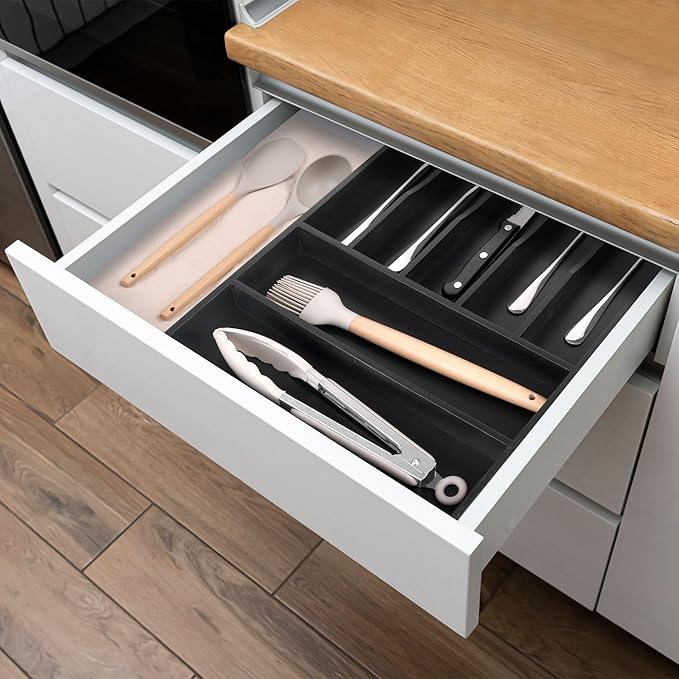 Kitchen Bamboo Silverware Organizer, Kitchen Drawer Organizer