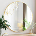 Sunniry Round Mirror 18 inch, Gold Round Mirror, Gold Metal Frame, Gold Mirrors for Wall, Bathroom, Bedroom, Vanity, Hallway.