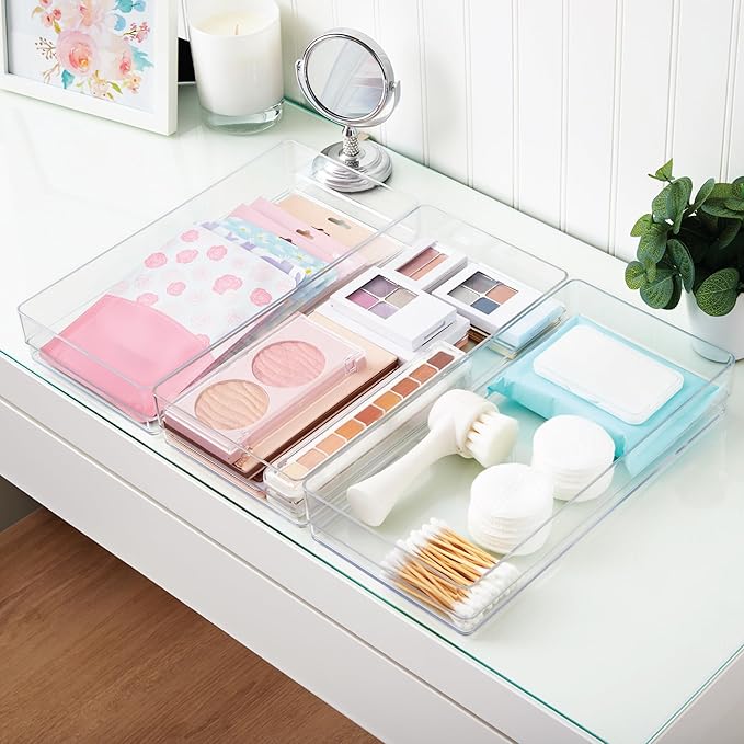 STORi SimpleSort 3-Piece Stackable Clear Drawer Organizer Set | 12" x 6" x 2"