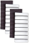 KitchenAid Albany Kitchen Towel 4-Pack Set, Matte Black/White