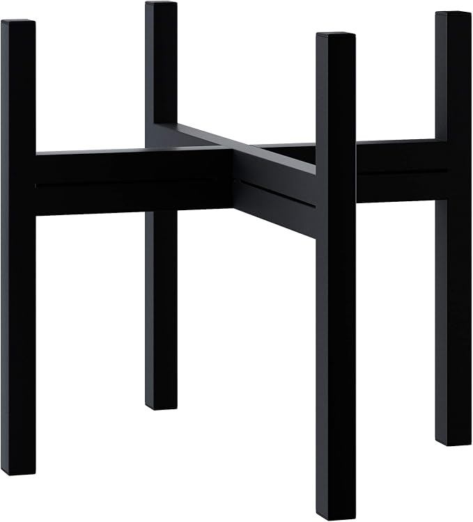 FaithLand Mid Century Plant Stand Indoor Outdoor (EXCLUDING 12" Plant Pot) , Hold Up to 12 Inch Planter, Metal Planter Stand, Potted Plant Holder, Black - Fits Snake Plant - Upgraded Design.