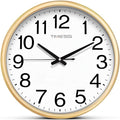Wall Clock, 18 Inch Large Dial Non-Ticking Silent Battery Operated Quality Analog, Ultra-Quiet Movement Quartz, Timeless Stylish Clock, Ideal Modern Home, Office Décor (Gold)