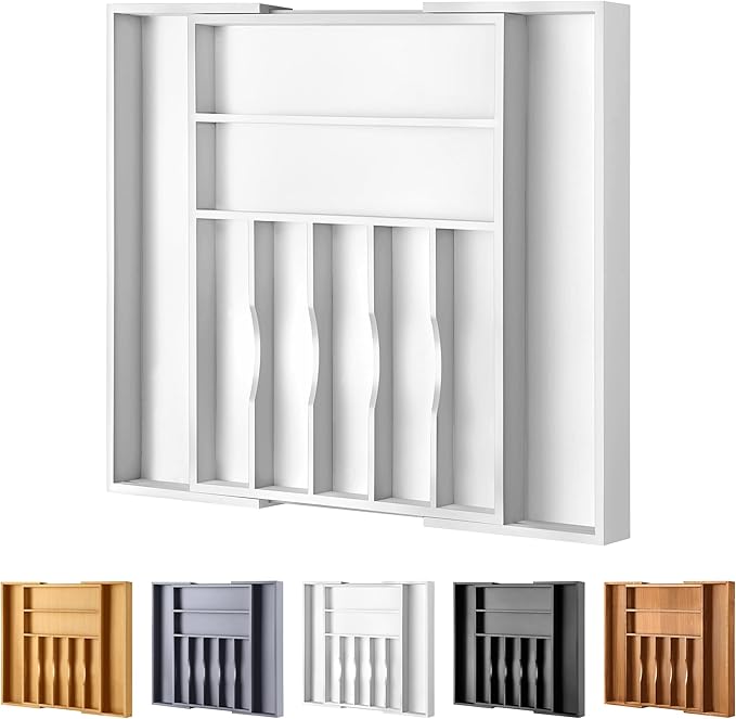 Large Premium Bamboo Silverware Organizer