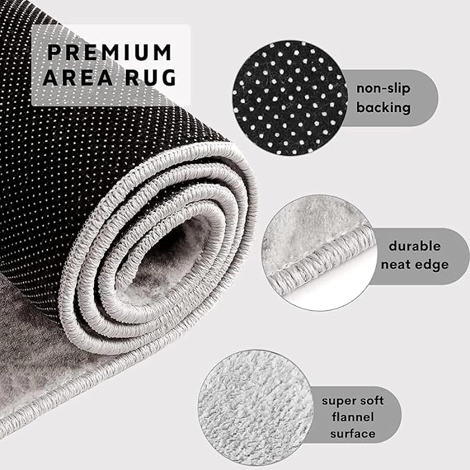 Minimalist Geometric Area Rugs, Black White Abstract Carpet, Washable Non Slip Low Pile Soft Rug for Living Room Bedroom Decor Mat 4x5ft