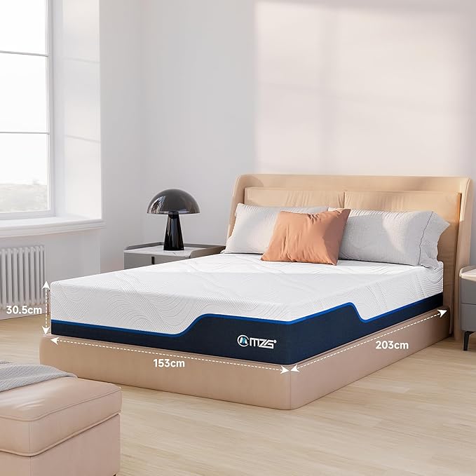 12 Inch Queen Size Plush Hybrid Mattress, Gel-Infused Memory Foam Pillow Top & High-Density White Support Foam, Cooling & Breathable, CertiPUR-US Certified, Mattress in a Box