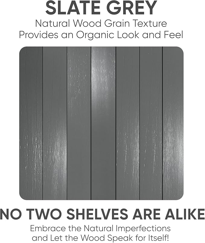 Homeforia 36 inch Gray Floating Shelves, High End Solid Real Wood 36inch Floating Shelf for Wall Mounted, Grey Wooden 36 inches Long Floating Shelves, Heavy Duty Bracket, 36 X 6.5 X 1.75 in, Set of 2