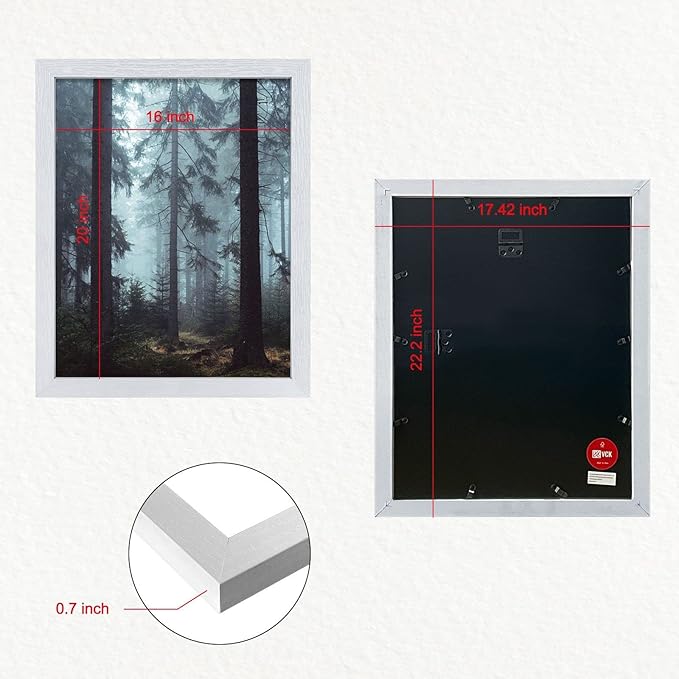 VCK Poster Frames Wood Poster Large Picture Frames for Wall Gallery Home Office Photography Art Decoration (White, 16 x 20)