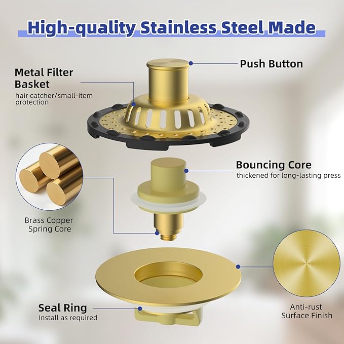 Metal 2 Pack Bathtub Drain Stopper