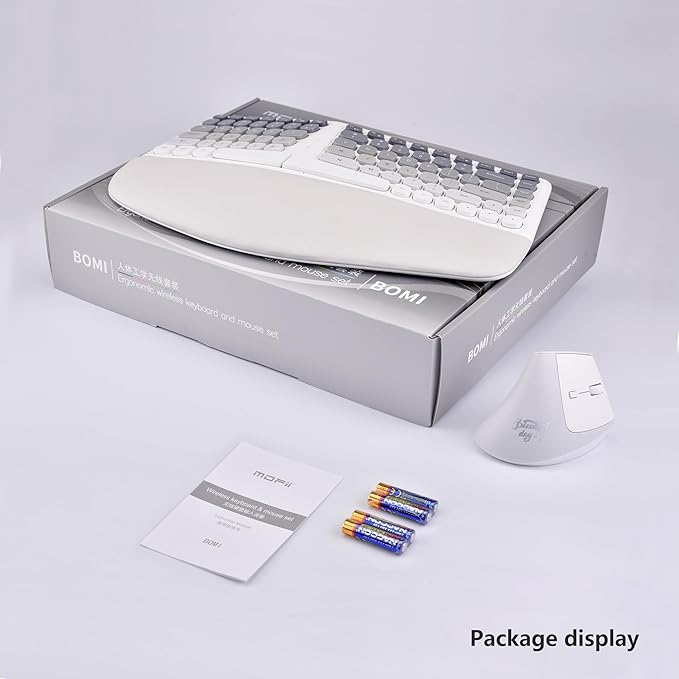 Ergonomic Wireless Keyboard and Mouse Set Creamy Wireless Keyboard Silent Mice Set with Wrist Rest for Computer, Laptop, PC, Mac, Windows