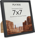 7x7 Metal Picture Frame - Black Aluminum Square Frames with Real Glass, Wall Mounting Horizontally or Vertically, Simple and Elegant Decor for Wall Gallery Poster Photo Frames, Black