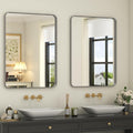 2 Pack of 22x30 Inch Silver Brushed Nickel Bathroom Mirror for Wall, Rounded Rectangle Silver Framed Bathroom Vanity Mirror, Anti-Rust, Shatterproof, Hangs Horizontally or Vertically