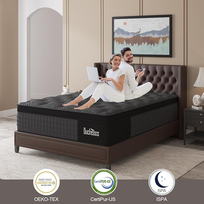 Twin Mattress, 12 Inch Hybrid Mattresses Black with Gel Memory Foam and Individually Pocket Innerspring Euro Top Medium Firm for Motion Isolation, Edge Support