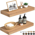 Oak Floating Shelves Wood for Wall 15.7in Wall Mounted Display Ledge Shelves Perfect for Bedroom, Bathroom, Living Room and Kitchen Decoration Storage (Set of 2)