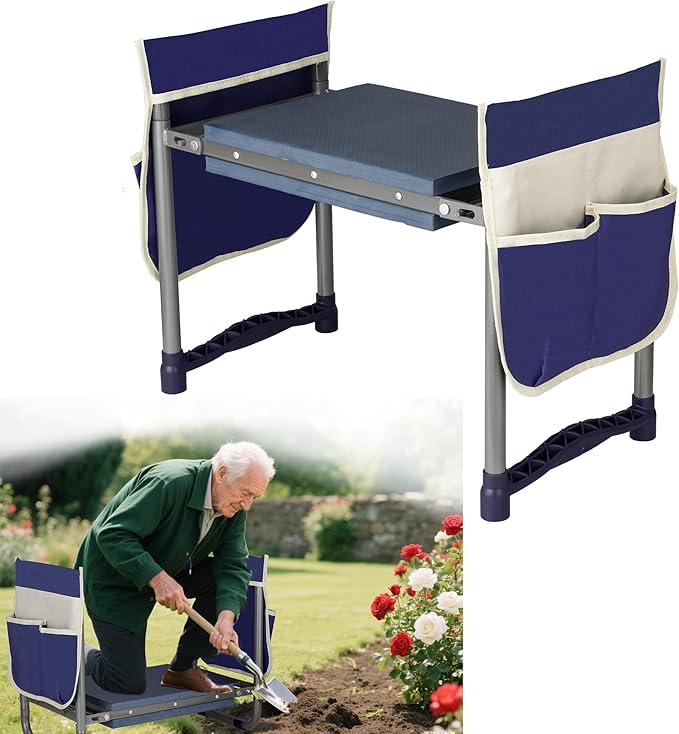 Luvenia Garden Kneeler and Seat,Foldable Garden Stool 10.8" Wider Heavy Duty 2-in-1 Kneeling Pad,Bench Kneeler and Seat Gardening Gifts for Women,Men,Seniors,Grandparents