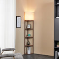 Corner Floor Lamp with Shelves, Tall Corner Lamp with Fabric Shade, Modern Torchiere Lamp for Living Room, Bedroom, Office, Corner Display Shelf with Light, Home Decor, Brown