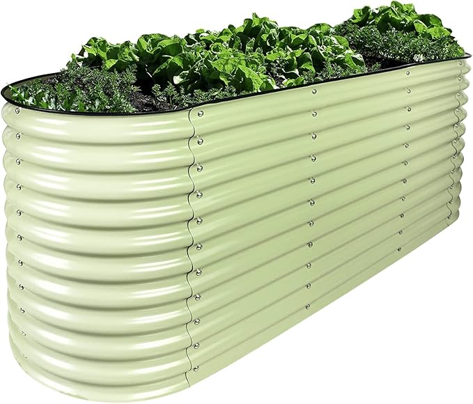 Olle Metal Raised Garden Bed Easy Quick Setup Metal Garden Bed 32" Tall, 12-in-1 for Growing Flowers Herbs DIY Gardening, Sage Green 32" Tall