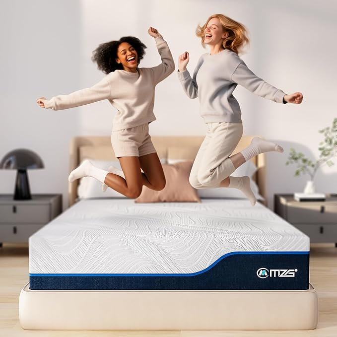 12 Inch Queen Size Plush Hybrid Mattress, Gel-Infused Memory Foam Pillow Top & High-Density White Support Foam, Cooling & Breathable, CertiPUR-US Certified, Mattress in a Box