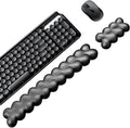 Wrist Rest for Keyboard and Mouse, Upgrade Enlarge Mouse Pad Wrist Rest, Ergonomic Memory Foam, Non-Slip Base for Computer Gaming & Office Work, 2 Piece Set, Clouds Black (17.71x3.15+6.29x3.15 inch)