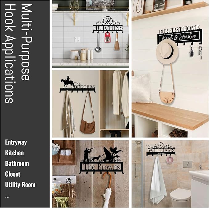 NIWAHO Personalized Dirt Bike Key Holder Wall Mount - Custom Metal Name Sign with Hooks for Garage, Motocross Room, or Entryway Decor
