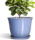 12 Inch Pots for Plants - Ceramic Planter with Drainage Hole and Plant Saucer, Round Plant Pot for Indoor Outdoor, Modern Large Flower Planter, Garden Decor, Plant Lovers Gifts, Purple-Blue