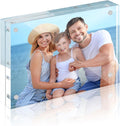 HOUSE DAY Acrylic Picture Frames 4x6, 1 Pack Magnetic 4 x 6 Picture Frame, Double Sided Clear 4x6 Photo Frame with Microfiber Cloth, Frameless FreeStanding 4x6 Frame Gift for Desktop Display