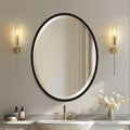 OVALCREST - Oval Wooden Beveled Wall Mirror for Home Decor, Bathroom, Vanity, Bedroom, Living Room, Hallway - London Style (Rubbed Black) 17.1 x 13.1
