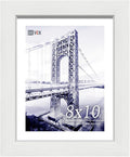 VCK 8x10 Picture Frames, White Solid Wood Picture Frame, Textured Exclusive Wall Gallery Frame