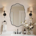 ANDY STAR Black Wavy Oval Mirrors for Bathroom, 30x40 Inch Large Wavy Scalloped Wall Mirror, Anti Rust Stainless Steel Metal Frame, Wall Mount Horizontal or Vertical