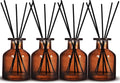 4 Pack Perfume Reed Diffuser Bottle,Empty Big Belly Aromatherapy Essential Oil Bottles Glass Jar with Black Sticks for DIY Fragrance Replacement Diffuser Sets (150ml/ 5 oz, Dark Brown Color)