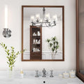 WEER Bathroom Mirror, 22x30 Inch Wall Mirror, Walnut Wood Grain Framed Mirror, Rectangle Vanity Mirror, Tempered Glass, Anti-Rust, Hangs Horizontally or Vertically