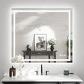 WTTY LED Bathroom Mirror 40"x36" with Back and Front Light,Modern LED Mirror for Bathroom,Stepless Dimmable Lighted Bathroom Vanity Mirror with Anti-Fog,Memory Function,Shatter-Proof