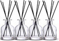 4 Pack Perfume Reed Diffuser Bottle,Empty Big Belly Aromatherapy Essential Oil Bottles Glass Jar with Black Sticks for DIY Fragrance Replacement Diffuser Sets (150ml/ 5 oz, Transparent Color)