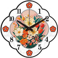 Floral Frame Wall Clock Irregular Shape Decorative Wall Clock Retro Style Flowers Non-Ticking Clock for Home Office Decoration, 12.99×12.99 inch