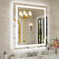 WTTY LED Bathroom Mirror 30"x36" with Backlit and Front Light,Dimmable LED Mirror for Bathroom,Anti-Fog Lighted Bathroom Vanity Mirror Modern for Wall,Memory Function,Shatter-Proof