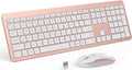 Wireless Keyboard and Mouse Combo, Full Size Slim Thin Cordless Keyboard Mouse with Numeric Keypad, Quiet Computer Keyboard Mice Set 2.4G Stable Connection Adjustable DPI (Rose Gold)