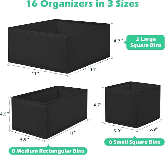 Drawer Clothes Organizer 16-Pack, Fabric Folding Wardrobe Organizer, Can Store