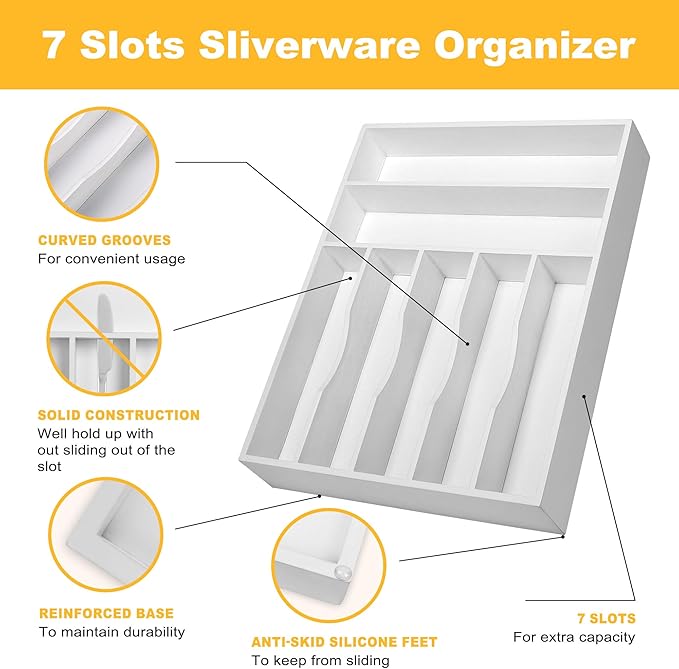 Kitchen Bamboo Silverware Organizer, Kitchen Drawer Organizer